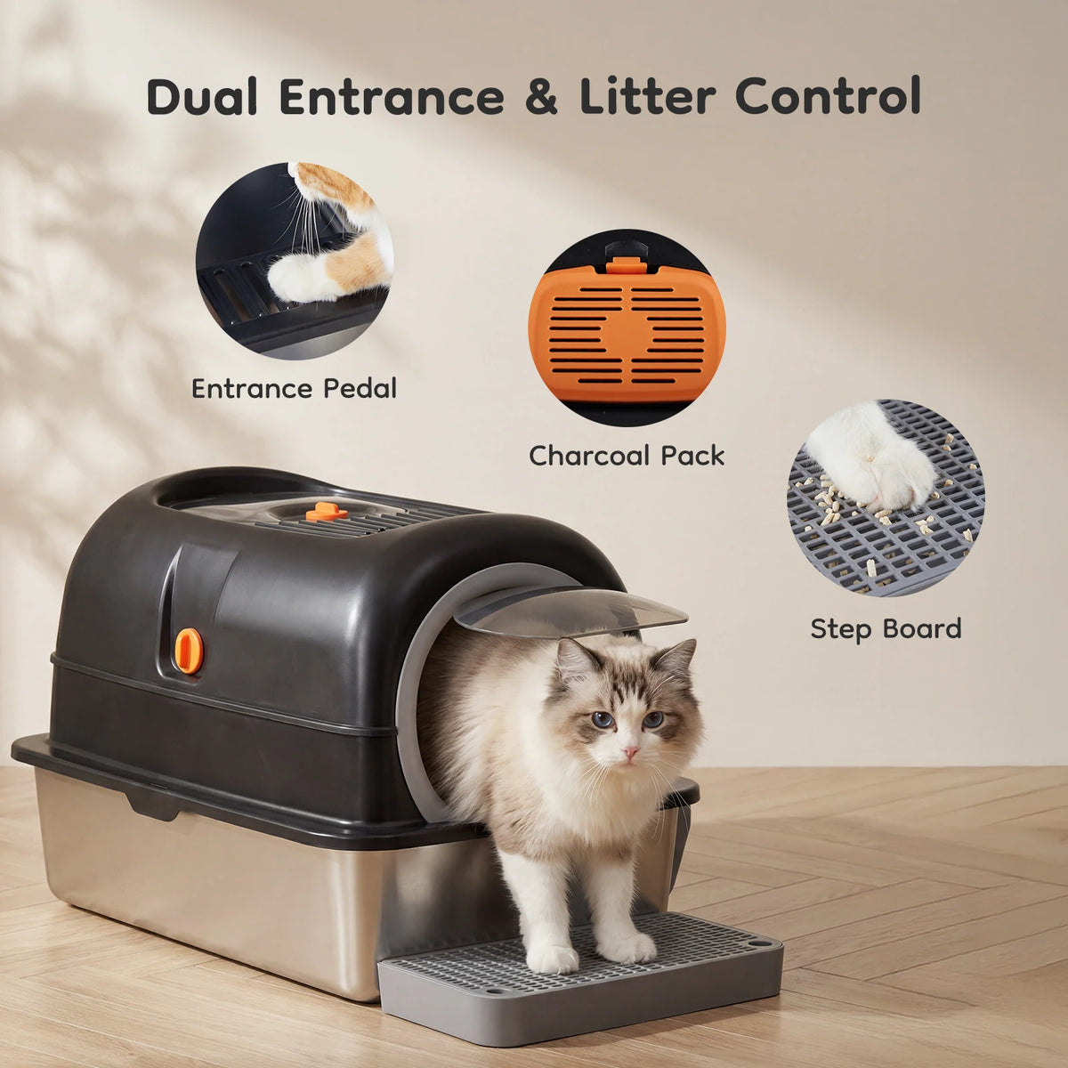 Premium Stainless Steel Fully Enclosed Cat Litter Box System