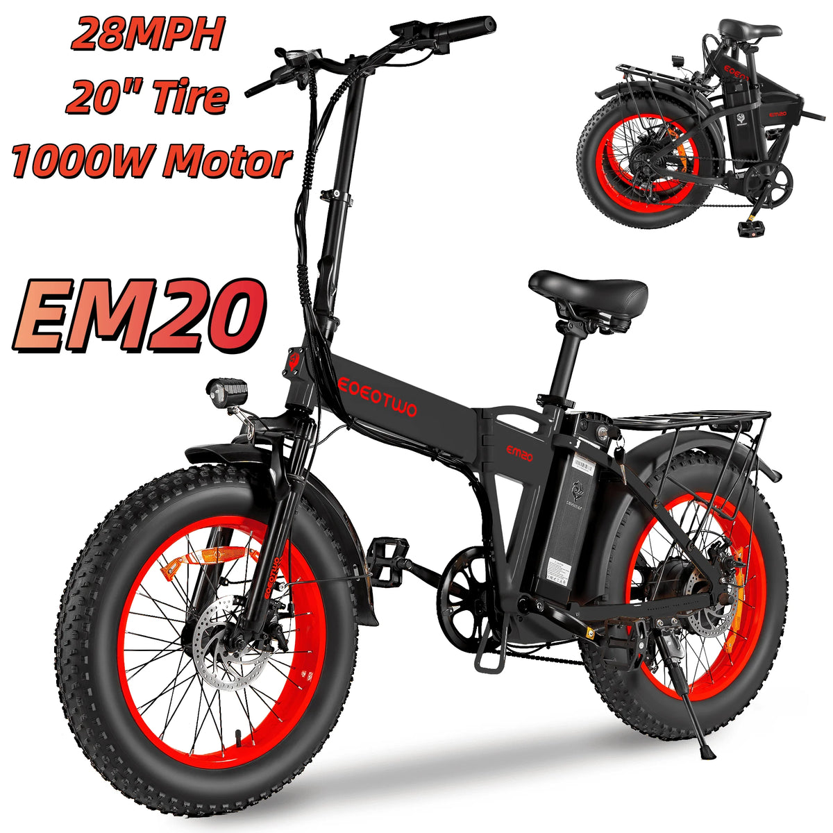 EOEOTWO Adult Fat Tire Electric Bike With 1000 Watt Motor