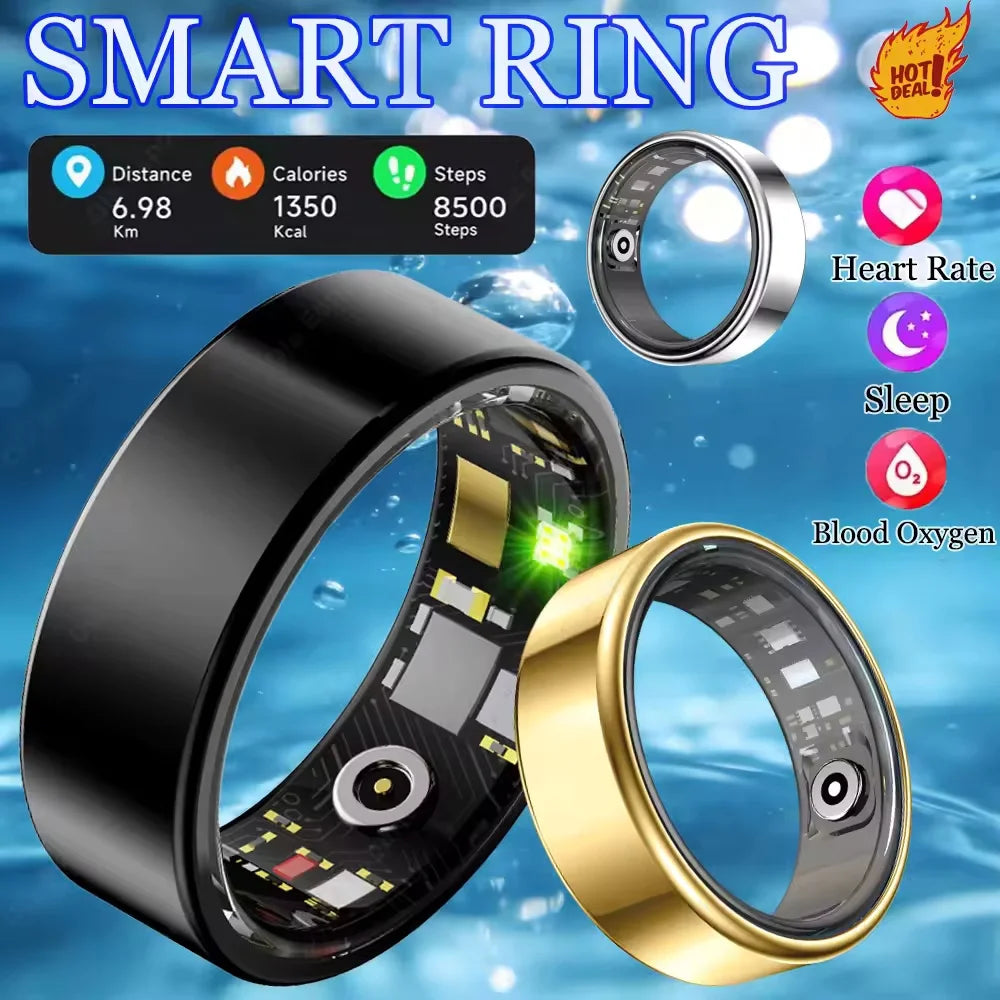 Steel Smart Ring Bluetooth Heart Rate Blood Pressure Monitor