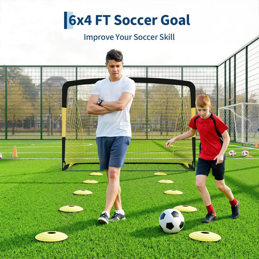 HiMiss Pop Up Soccer Goal Set With Training Accessories Kit