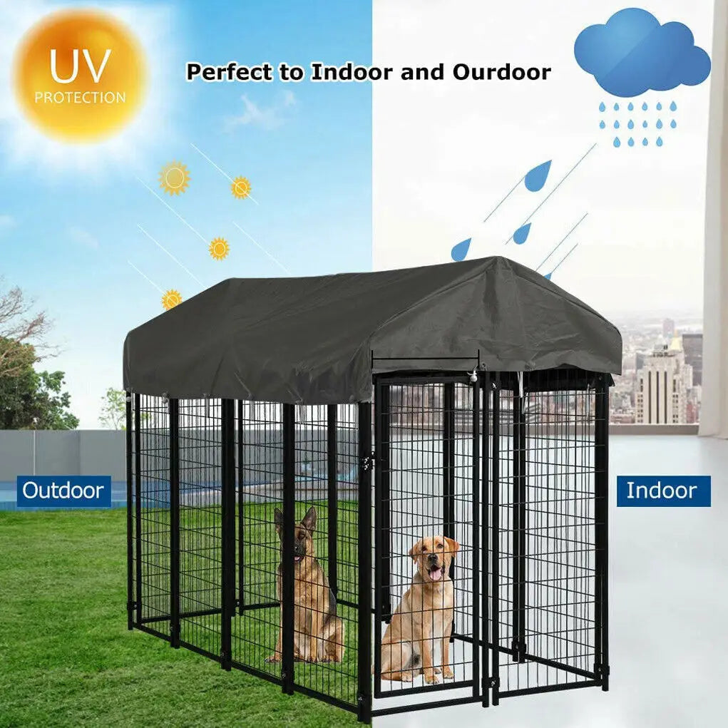 Sturdy Outdoor Iron Dog Cage Pet Run Enclosure With Roof