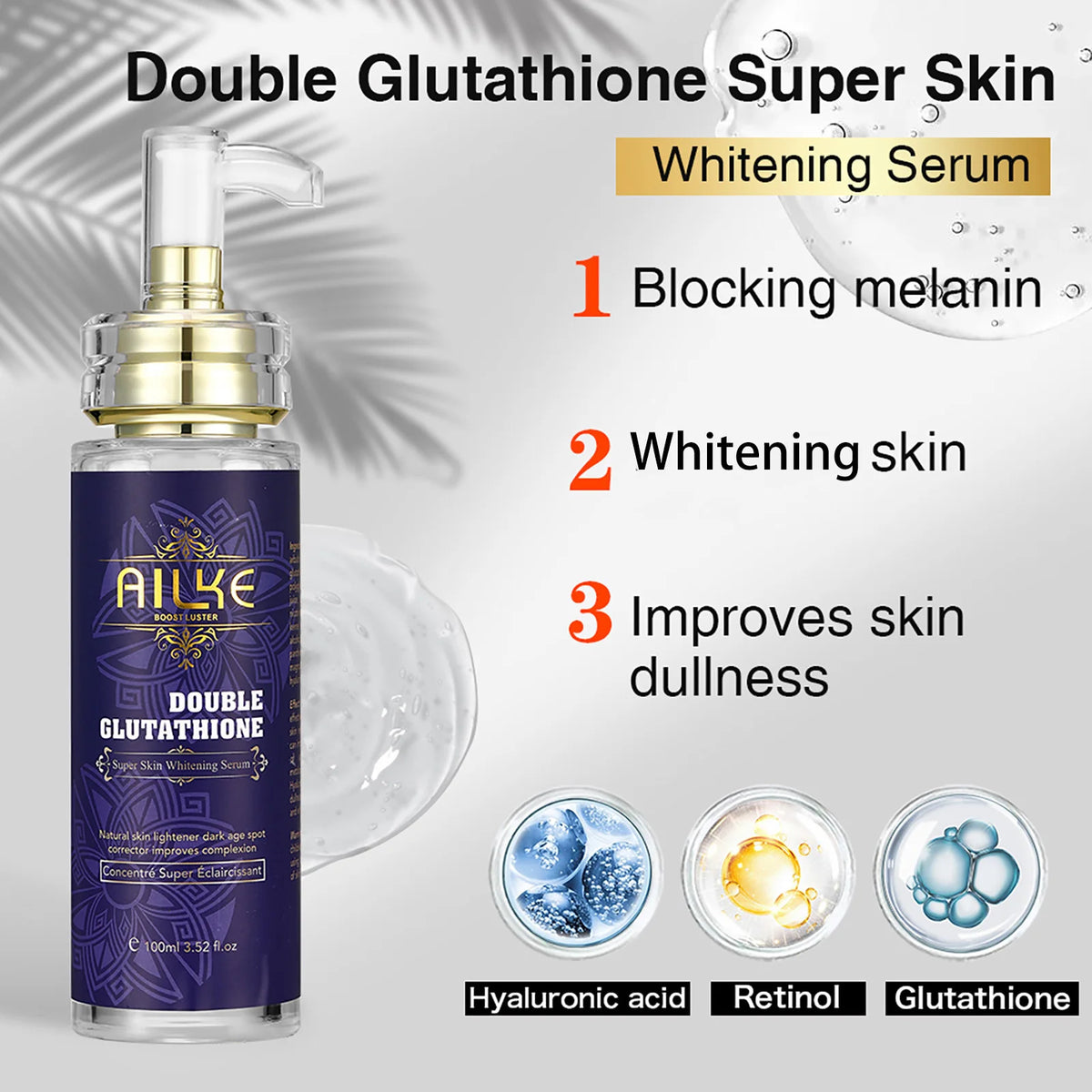 AILKE Glutathione Whitening Essence Moisturizing Serum For Even Tone