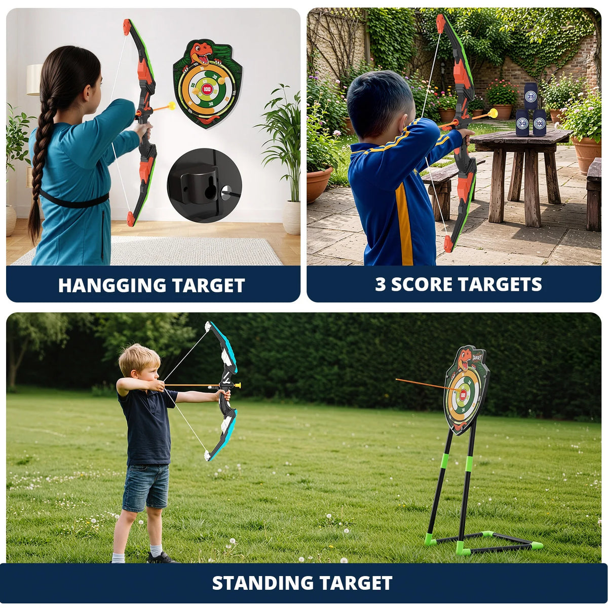 29" Large Dart Board,2 Pcs Bow and Arrow for Kids LED Light Up Archery Set With 24 Suction Cup Arrows, Indoor Outdoor Sport Toys Gifts for Boys Girls Ages 3-12 Birthday Halloween Christmas Gift