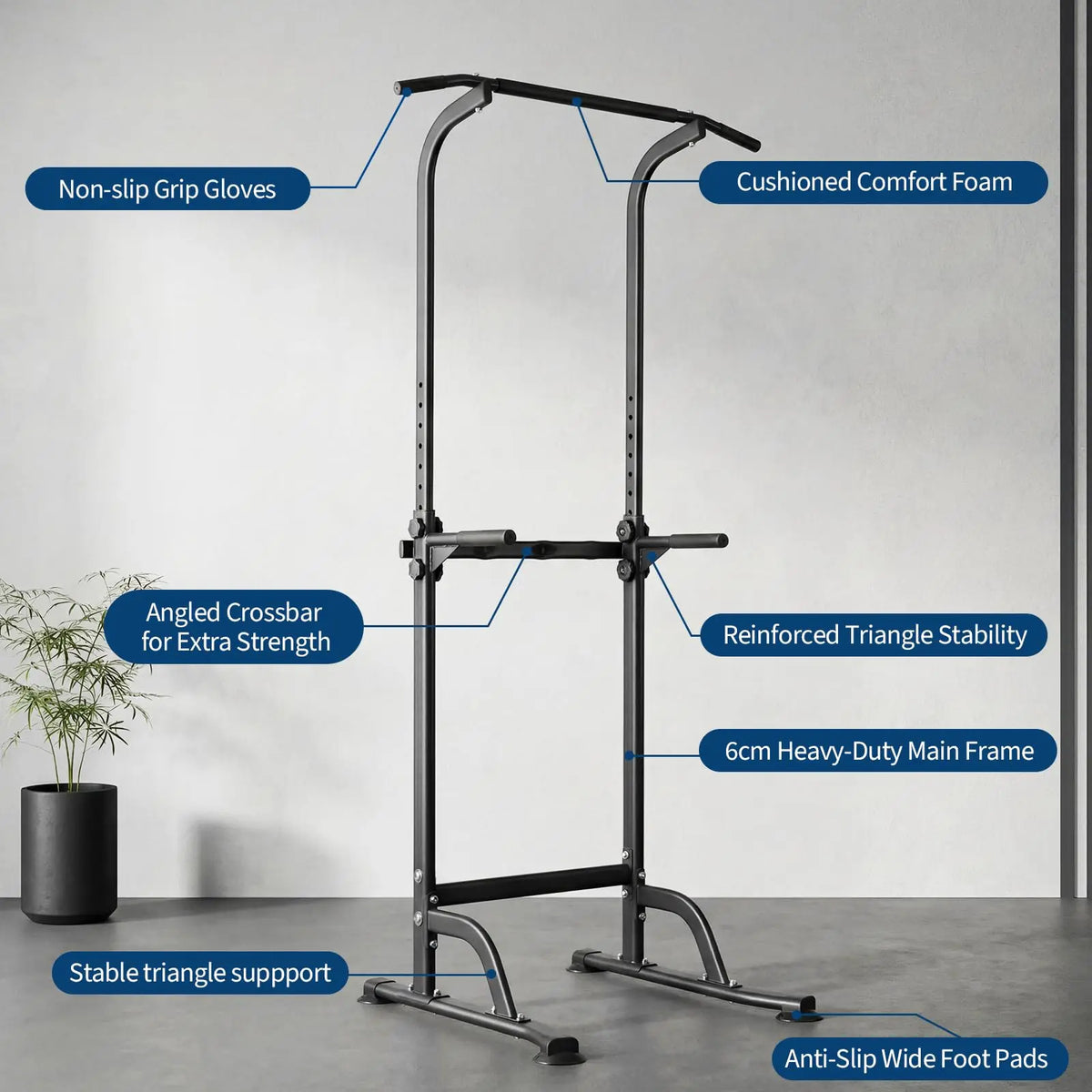 HiMISS Adjustable Multi Function Power Tower Dip Station Gym