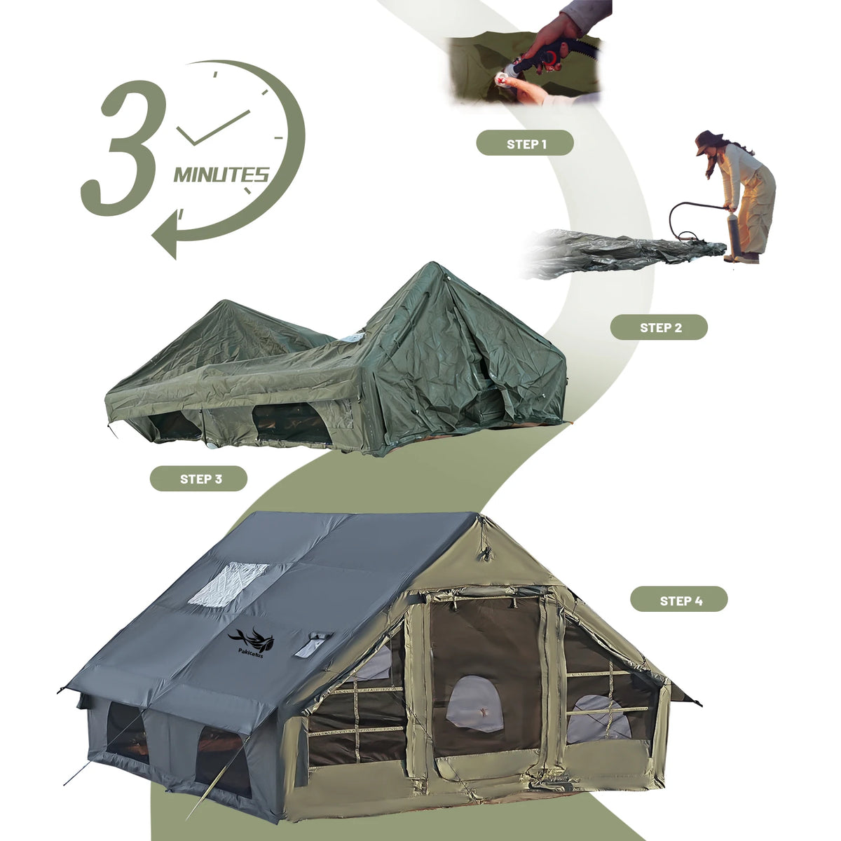 Luxury Inflatable Camping Tent Skylight Air Pump Quick Setup Nylon