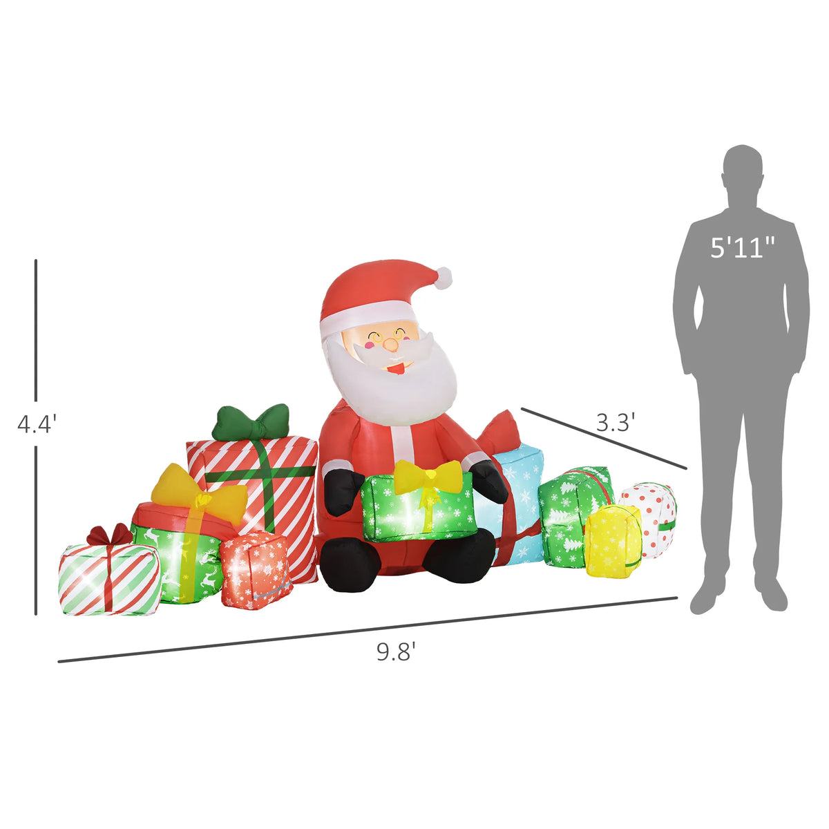 Outdoor Christmas Inflatable Santa Gift Boxes Led Light Decoration