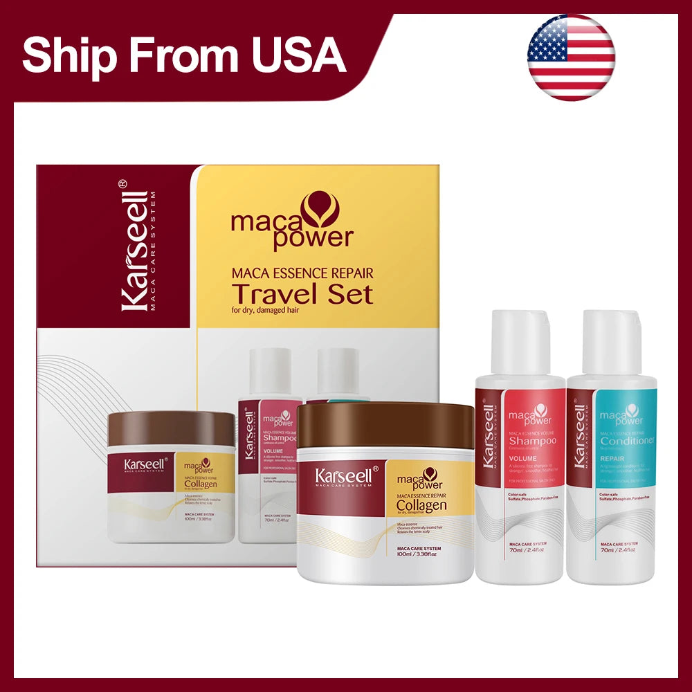Karseell Hair Mask Shampoo and Conditioner Travel Set Collagen Hair Treatment Deep Repair Conditioning For Dry Damaged Hair