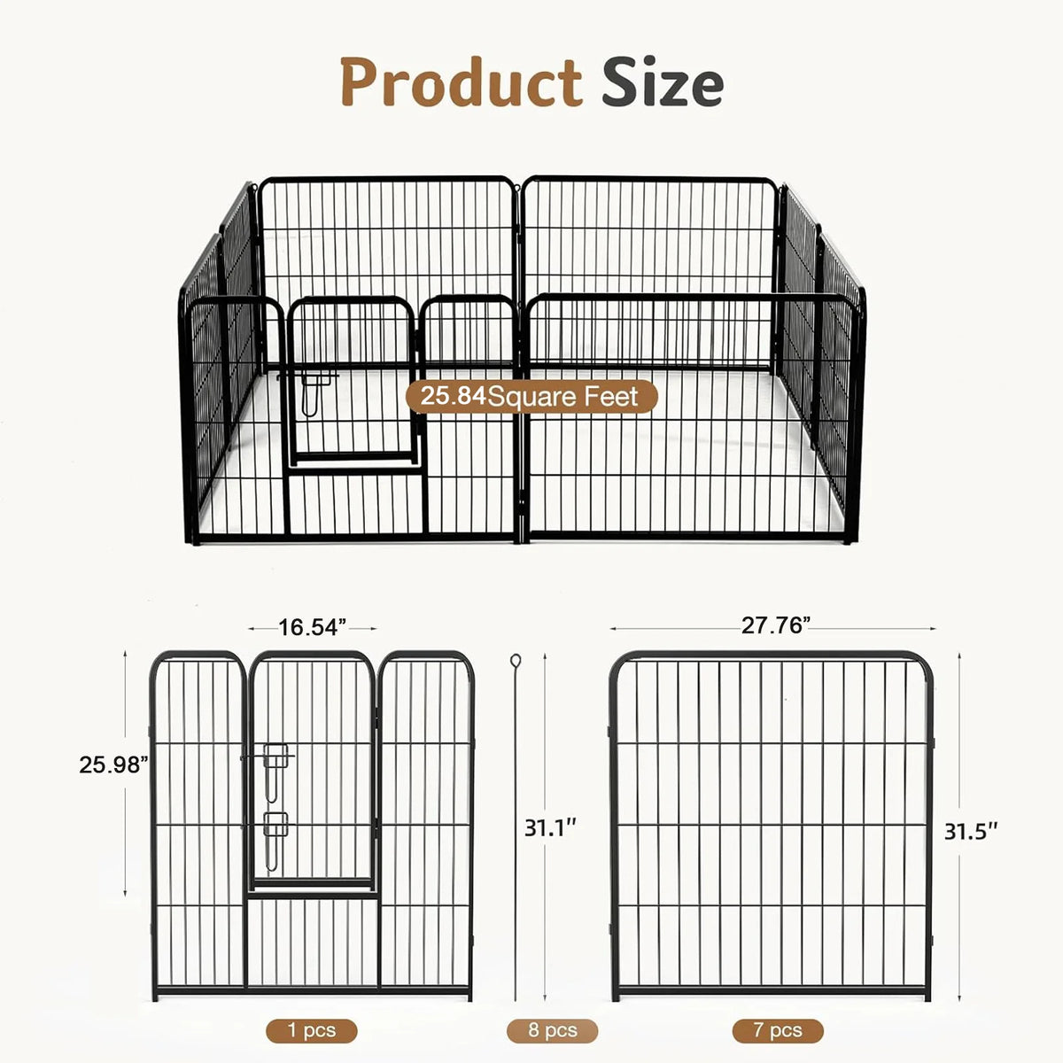 JHK Metal Folding Dog Playpen Portable Pet Exercise Fence
