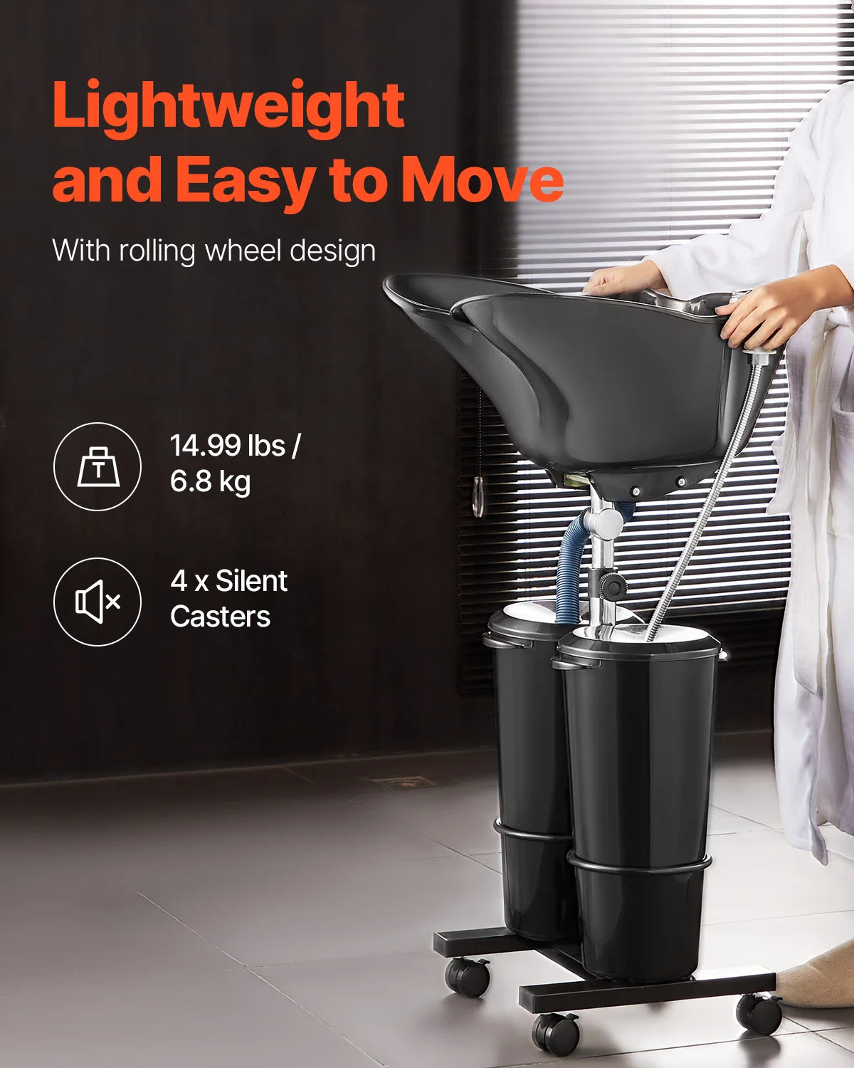 SucceBuy Portable Shampoo Bowl With Electric Pump For Salon Use