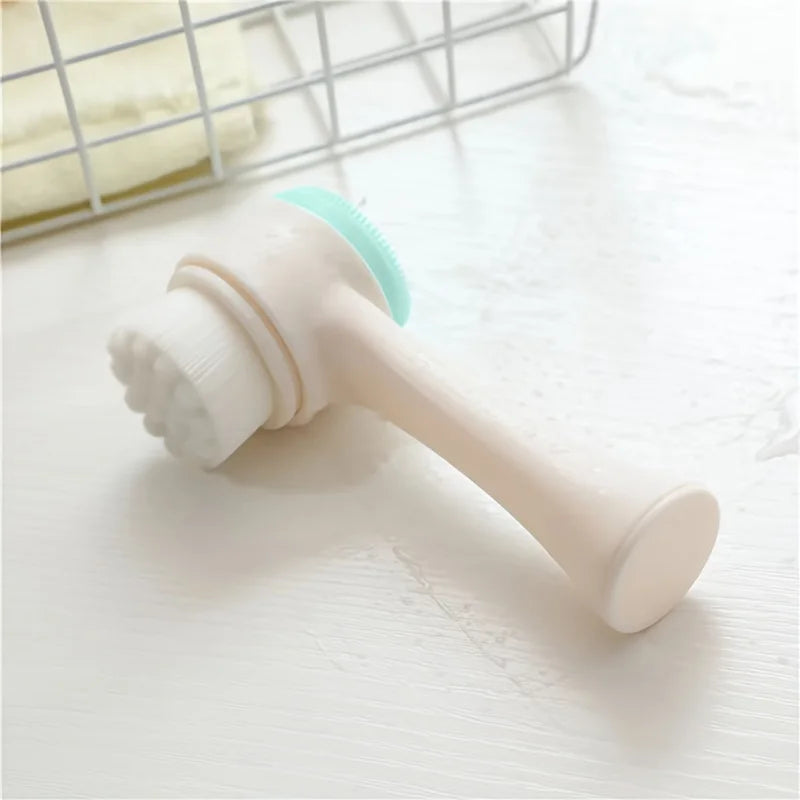 Silicone Double Sided Facial Brush For Exfoliation And Cleansing