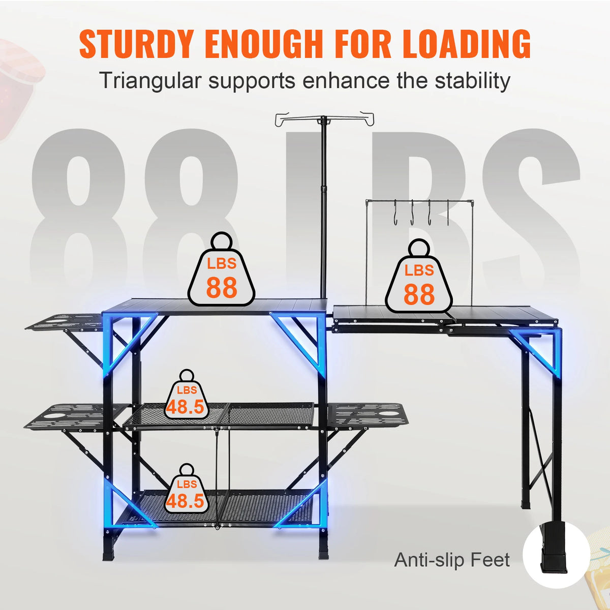 SucceBuy Portable Camping Kitchen Table With Sink For Outdoor Cooking