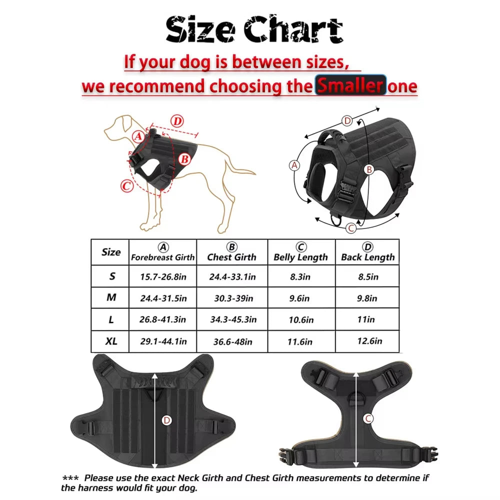 Petravel Padded Tactical Dog Harness Vest With Quick Release