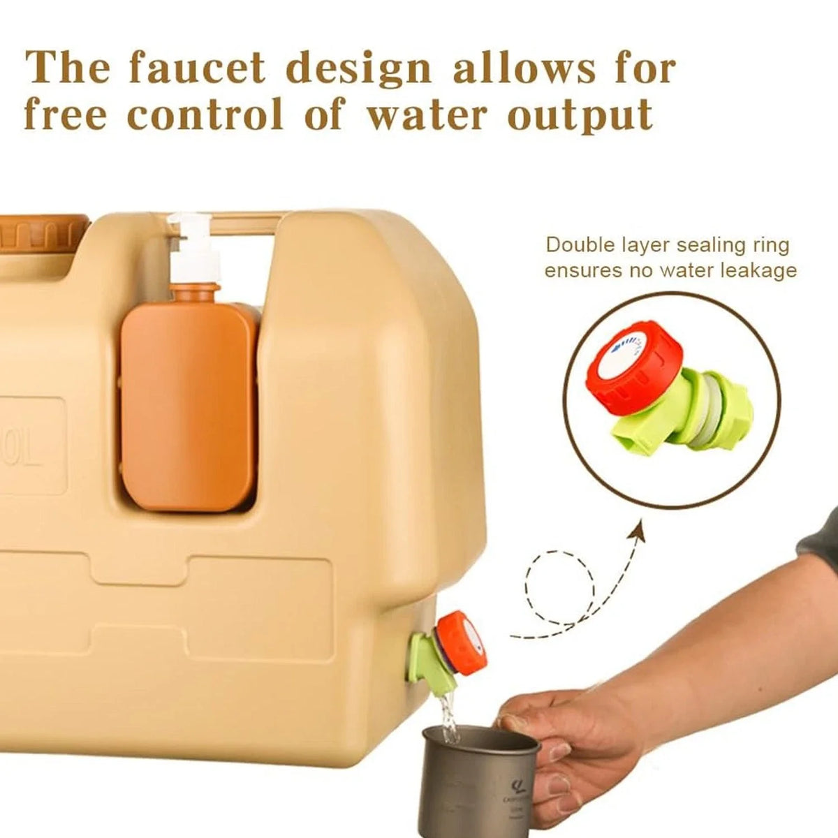 Portable Emergency Water Container With Spigot For Outdoor Adventures