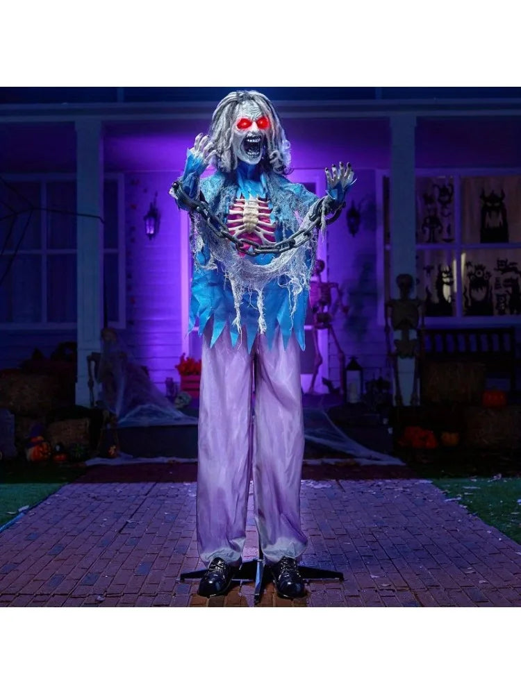 Joyfy Animatronic Standing Zombie Halloween Prop With Light And Sound