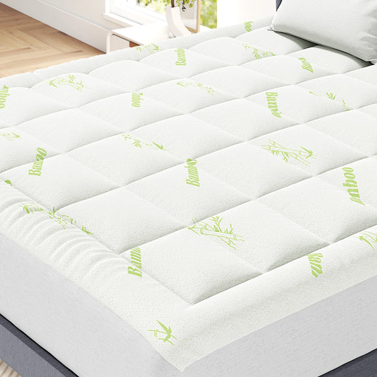 MCQ Premium Bamboo Viscose Mattress Topper With Cooling Pillow Top