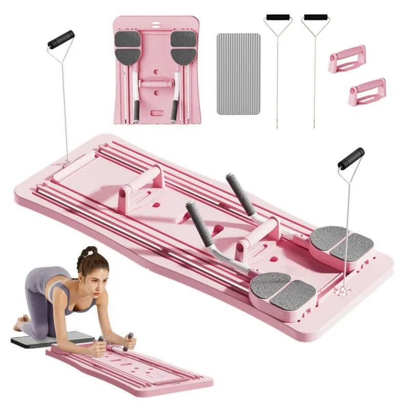 Foldable Pilates Board With Resistance Handles And Balance Training