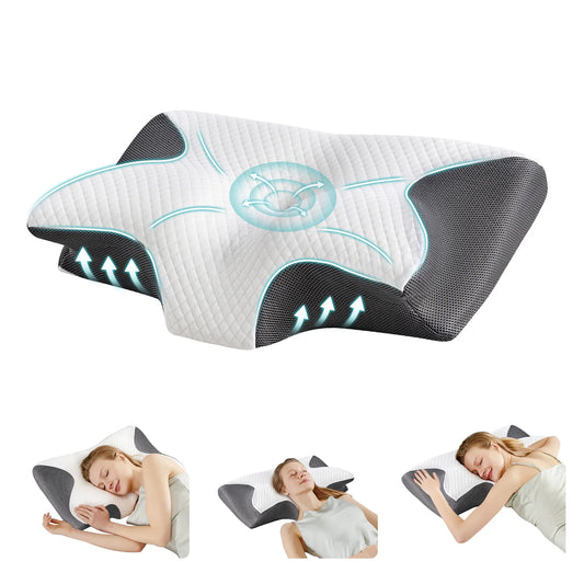 JHK Ergonomic Cervical Memory Foam Neck Pillow Cooling Cover