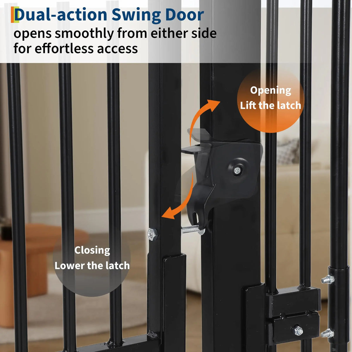 HiMiss Secure Extra Tall Adjustable Cat Gate With Door