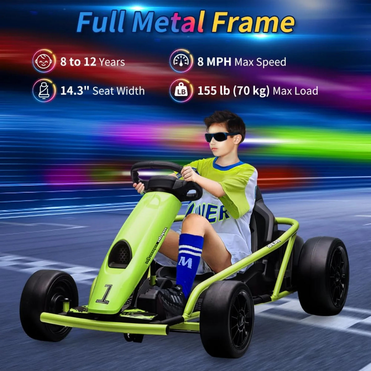 HiMiss 24V Electric Ride On Go Kart Kids Racing Toy