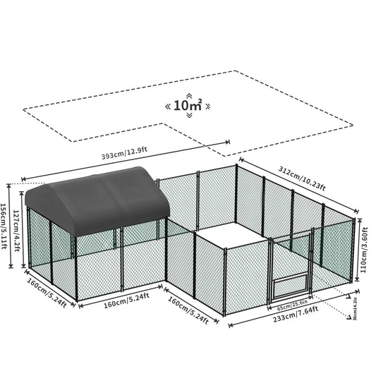 Heavy Duty Large Chicken Run Coop Cage Walk In Coop Poultry Hen Rabbit Metal Kennel Hutch Pen with Waterproof UV Cover Outdoor