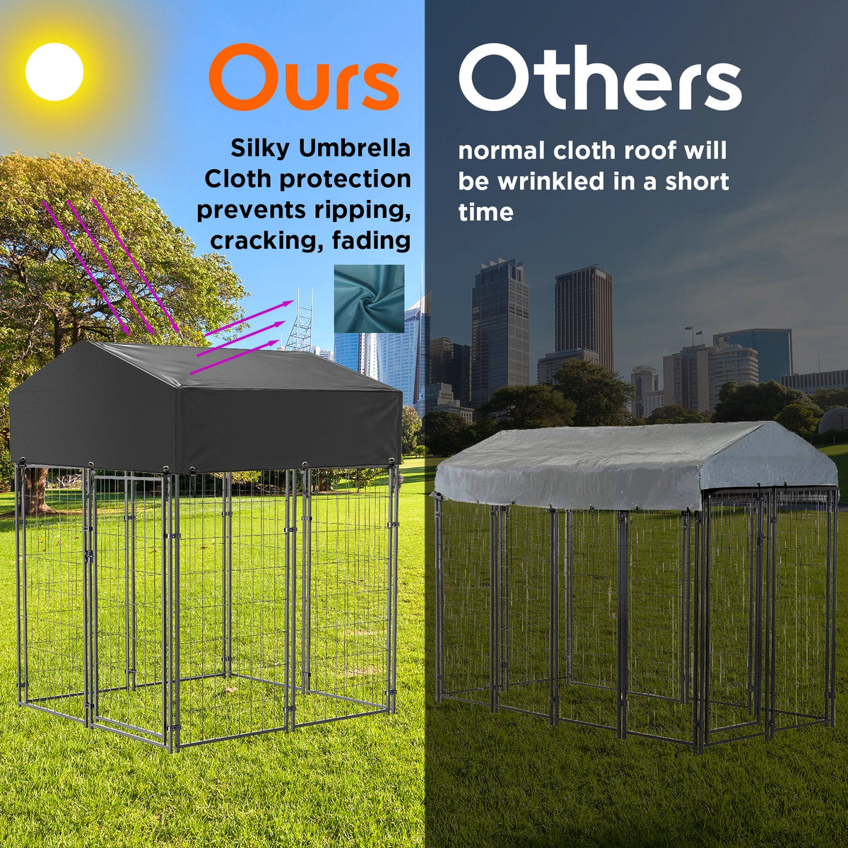 Sturdy Outdoor Iron Dog Cage Pet Run Enclosure With Roof