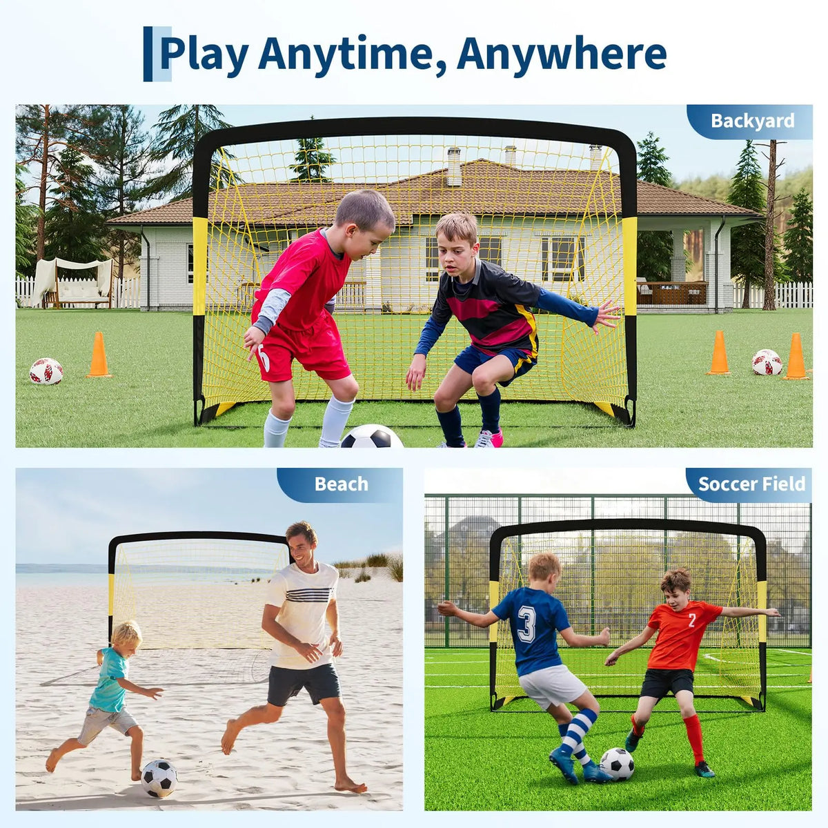 HiMiss Pop Up Soccer Goal Set With Training Accessories Kit