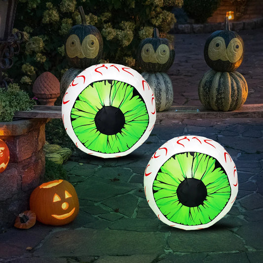 2 Packs Halloween Green Eyes Inflatables Large Set of Eyes Decoration Blow Ups for Yard 3 Ft Inflatable Halloween Decor Outdoor with LEDs Party Supplies Blow up Decoration for Indoor, Outdoor