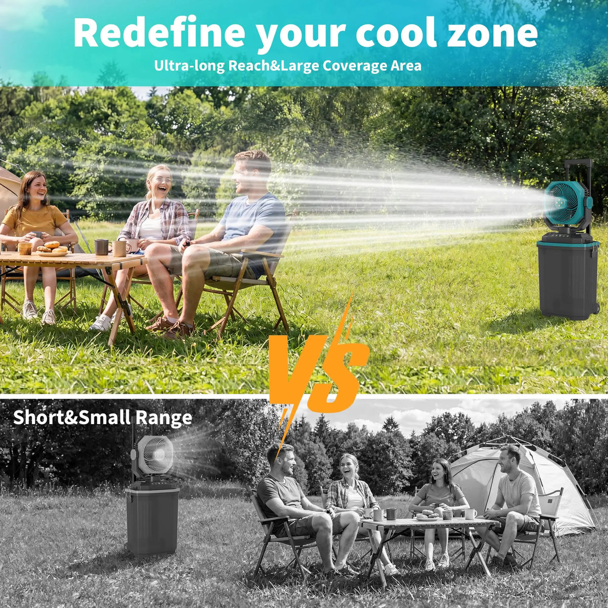 HiMISS Portable Misting Bucket Fan With Remote Oscillating Wheels