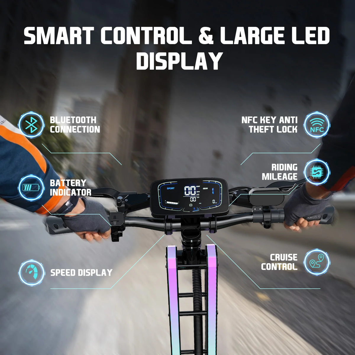 FENGQS GT9 Electric Scooter With Seat Dual Motor Foldable Commuter