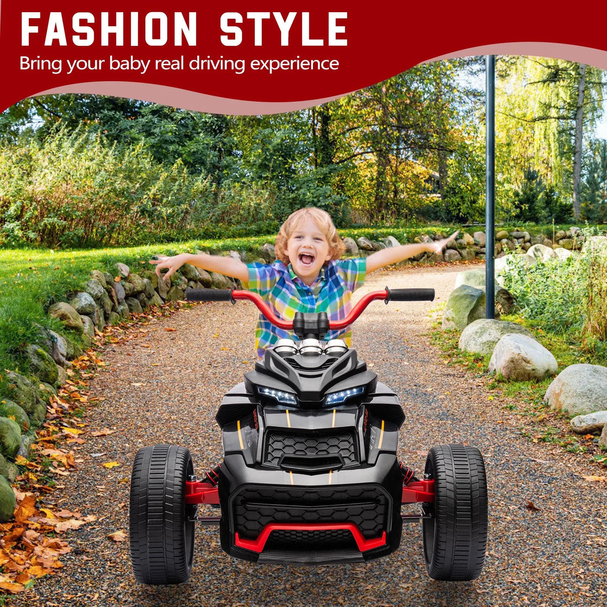 HiMISS 12V Kids Electric Ride On ATV With Stereo Sound
