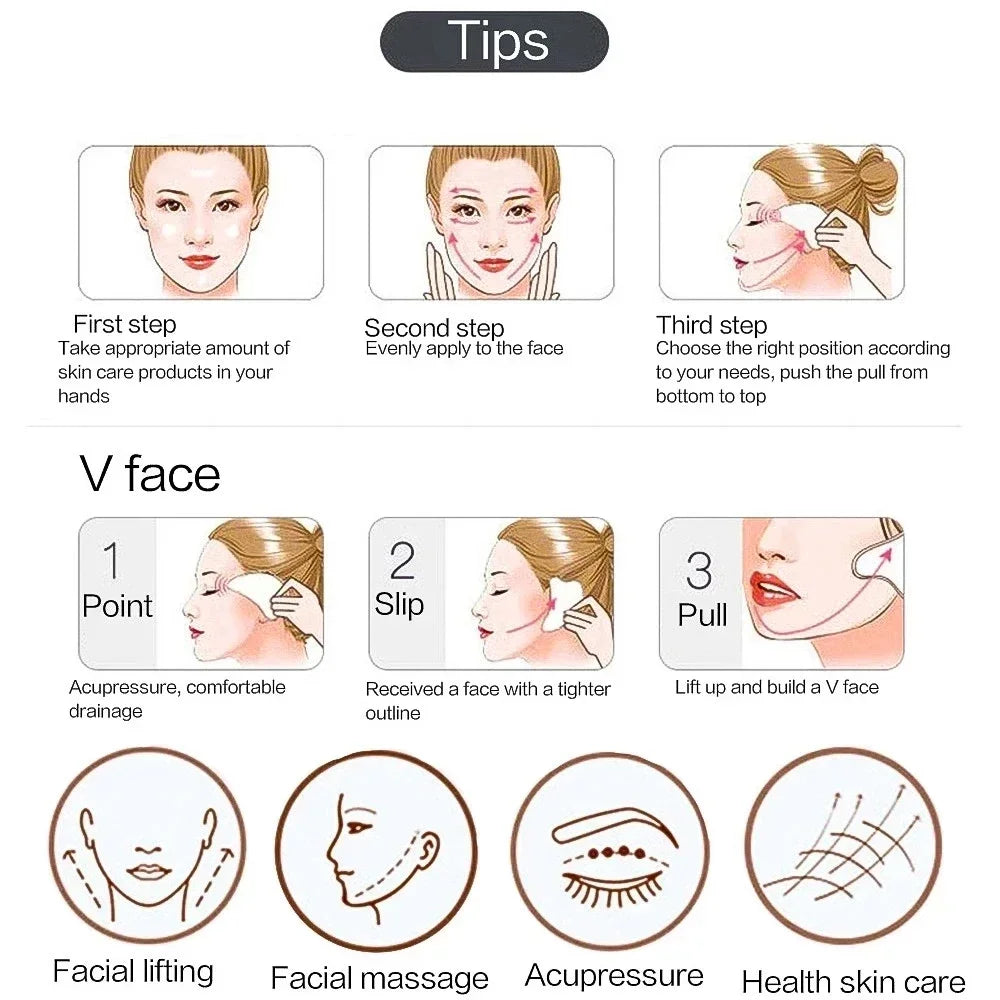 Smooth Polished Natural Jade Gua Sha Facial Massage Skincare Tool