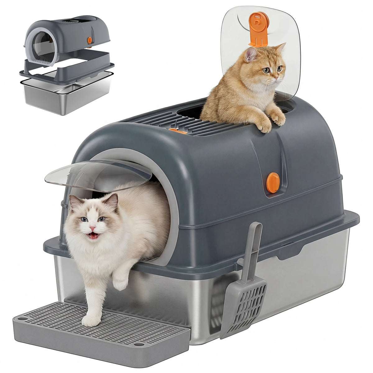 Premium Stainless Steel Fully Enclosed Cat Litter Box System