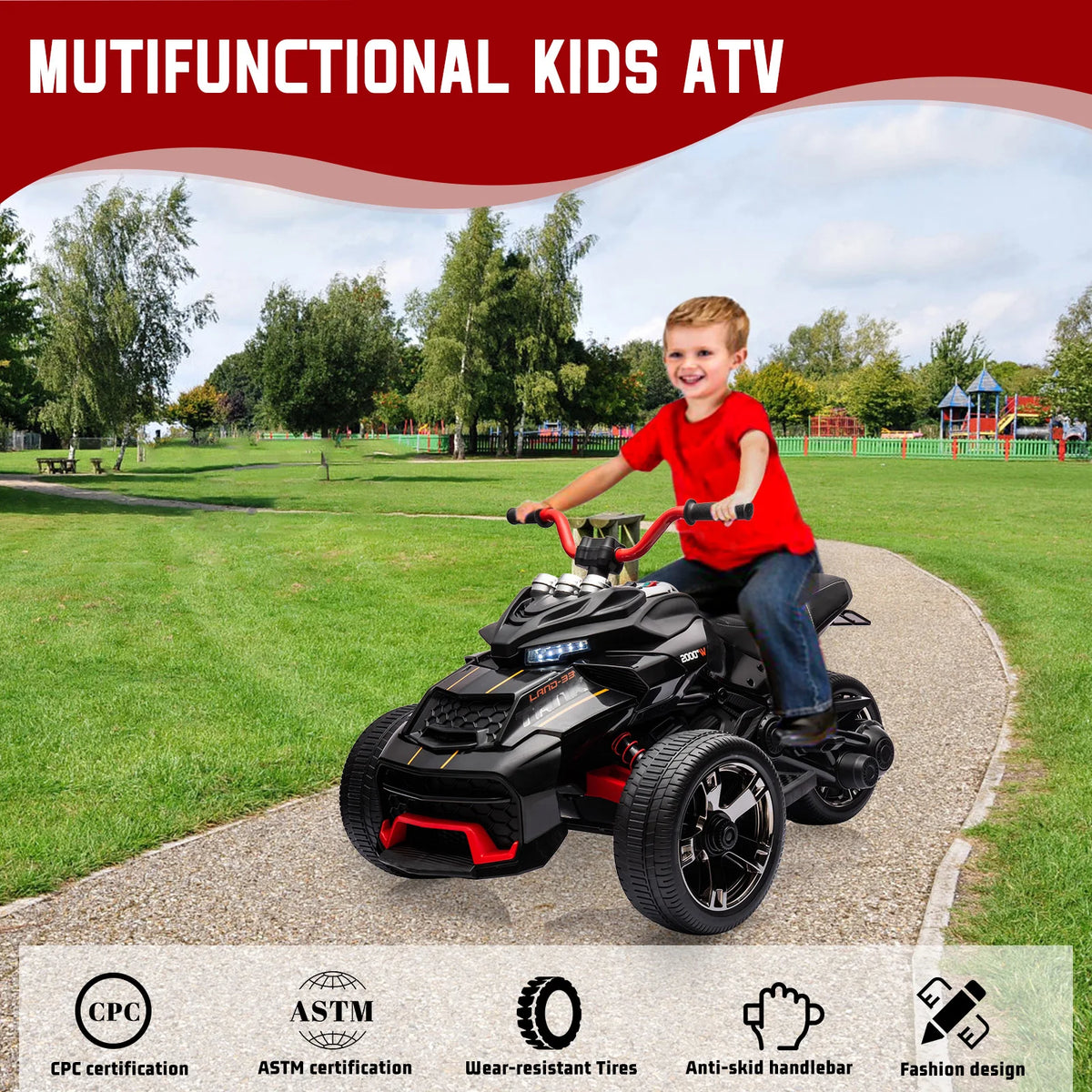 HiMISS 12V Kids Electric Ride On ATV With Stereo Sound