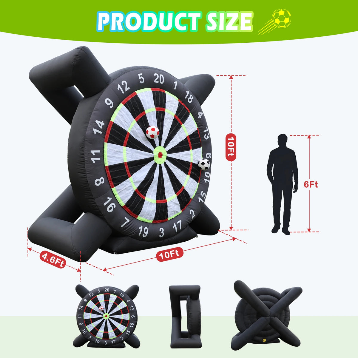 King Inflatable Soccer Dart Board With Blower And 8 Balls