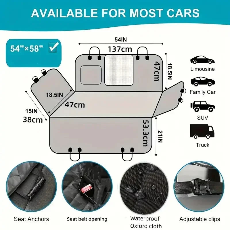 Durable Waterproof Dog Car Seat Cover Hammock Back Protector