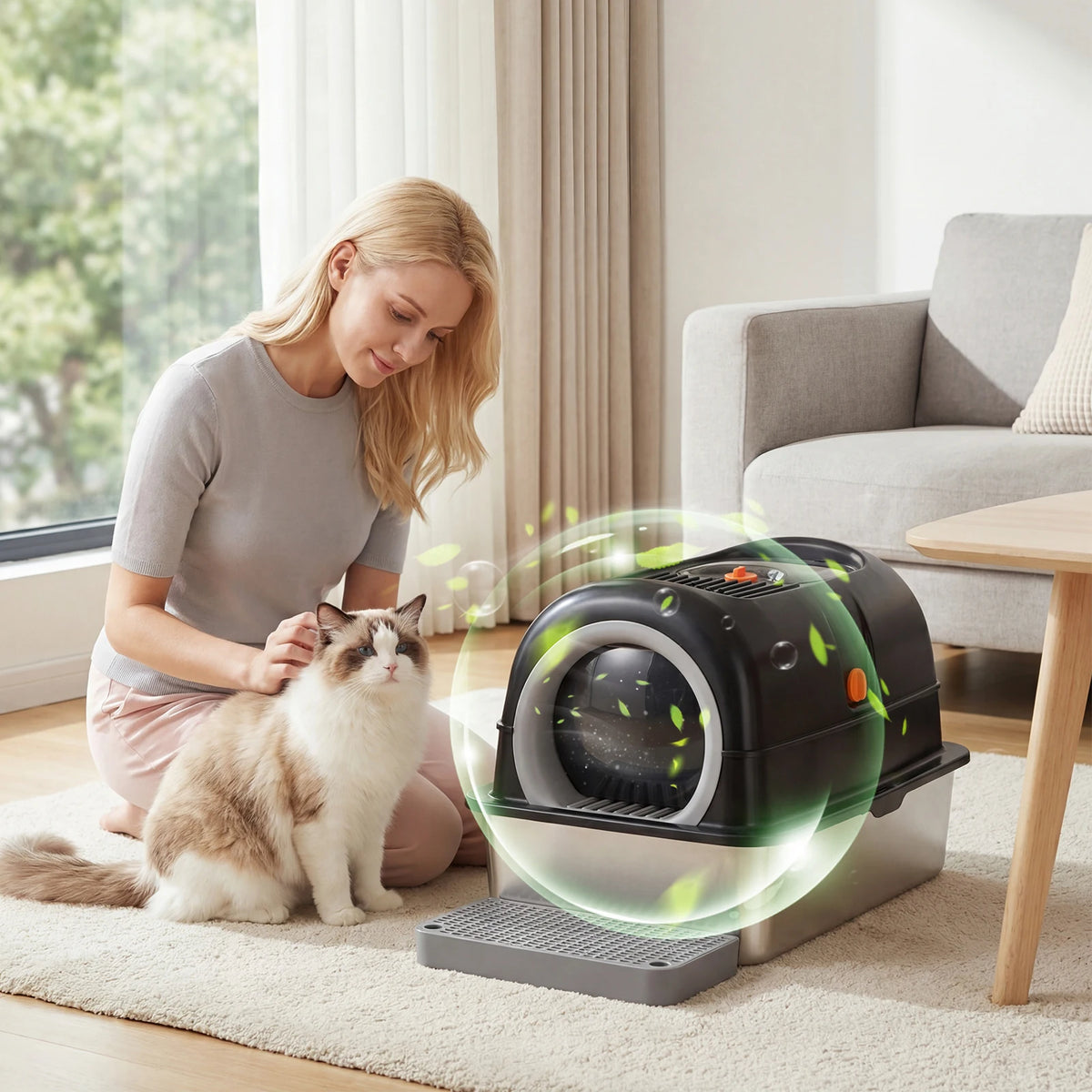 Premium Stainless Steel Fully Enclosed Cat Litter Box System