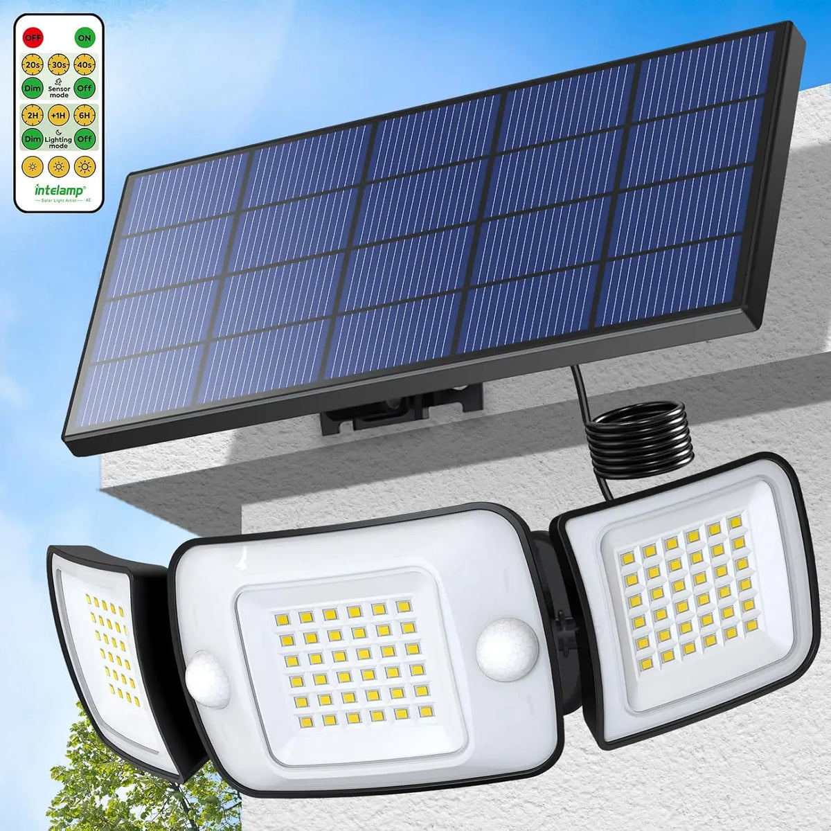 Intelamp Outdoor Solar Led Wall Light With Dual Motion Sensor