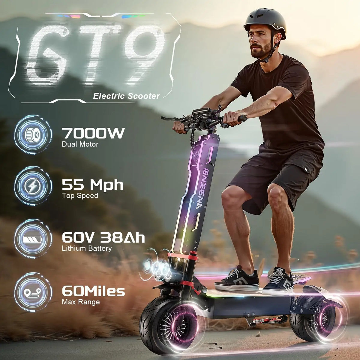 FENGQS GT9 Electric Scooter With Seat Dual Motor Foldable Commuter