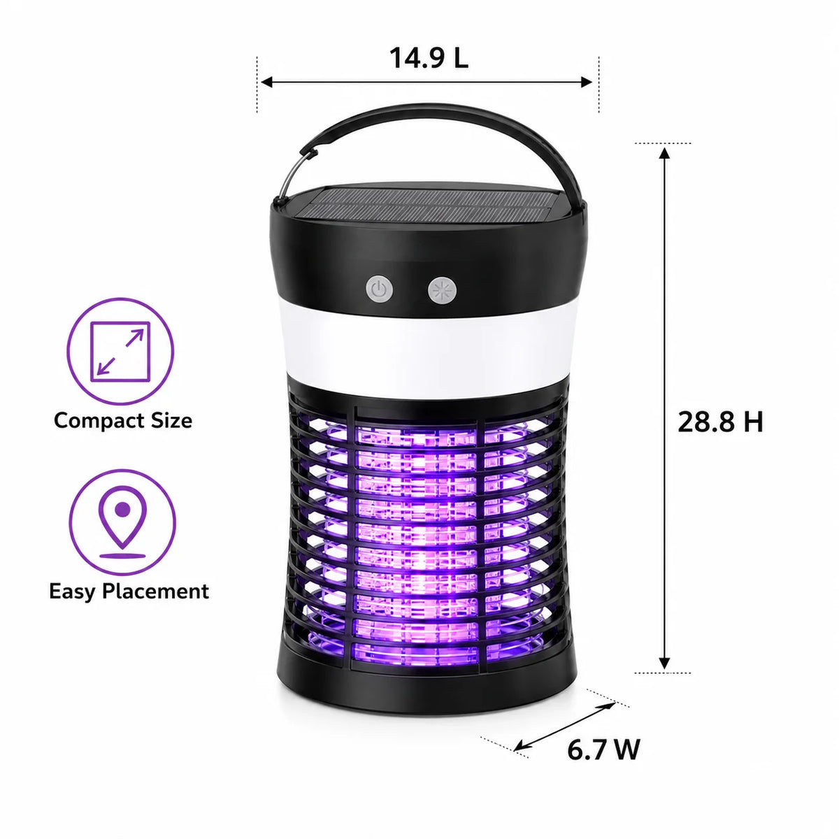 Solar Powered Mosquito Killer With UV And USB-C Charging