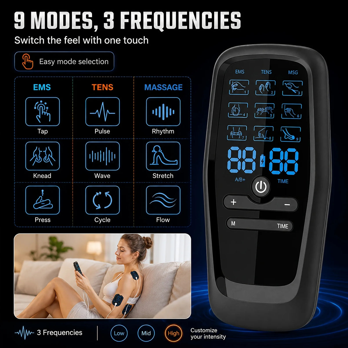 Rechargeable Dual Channel TENS EMS Muscle Stimulator