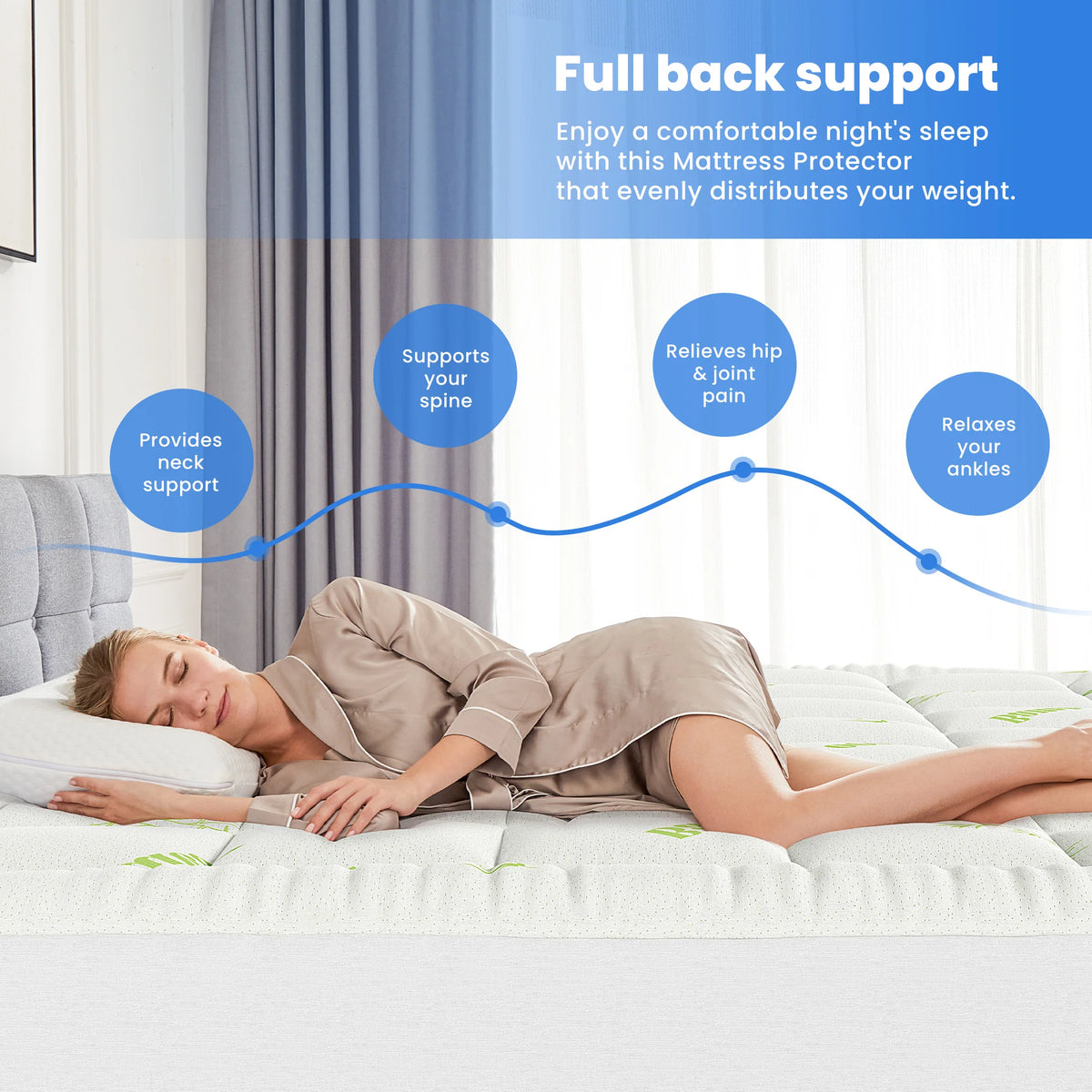 MCQ Premium Bamboo Viscose Mattress Topper With Cooling Pillow Top