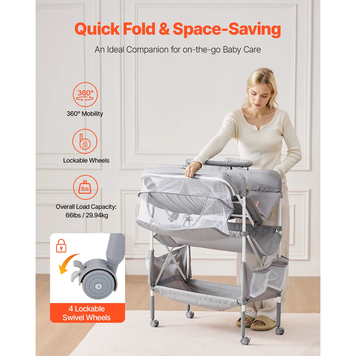 Succebuy Foldable Baby Changing Table With Adjustable Height Storage Drawers