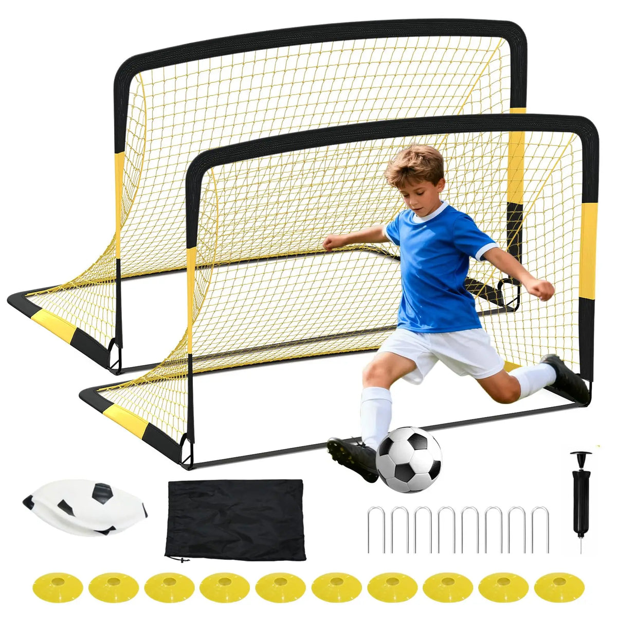 HiMiss Pop Up Soccer Goal Set With Training Accessories Kit