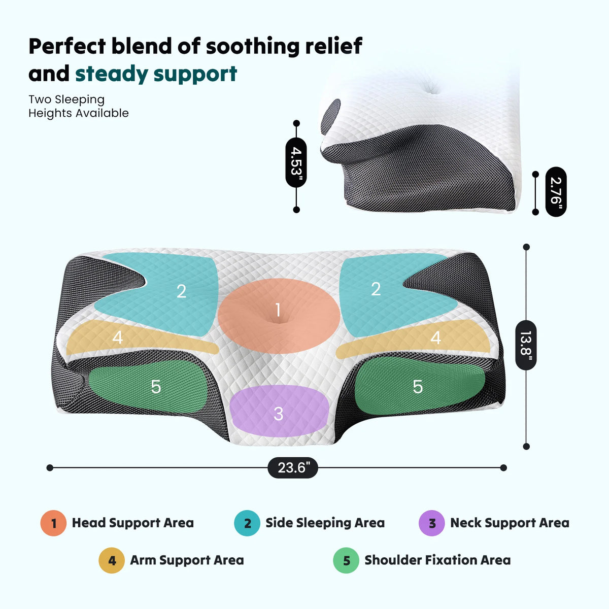 JHK Ergonomic Cervical Memory Foam Neck Pillow Cooling Cover
