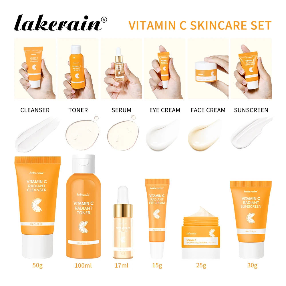 Lakerain Vitamin C Brightening Skin Care Set With Serum Kit