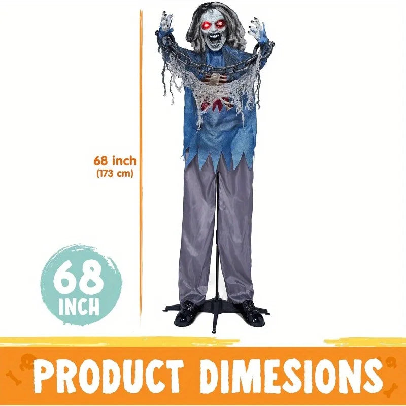Joyfy Animatronic Standing Zombie Halloween Prop With Light And Sound