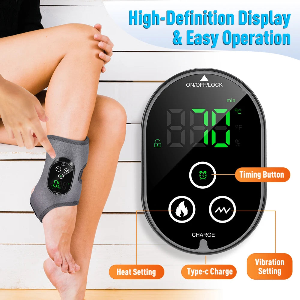 Hailicare Heated Ankle Massager Wrap With Rechargeable Dual Motor