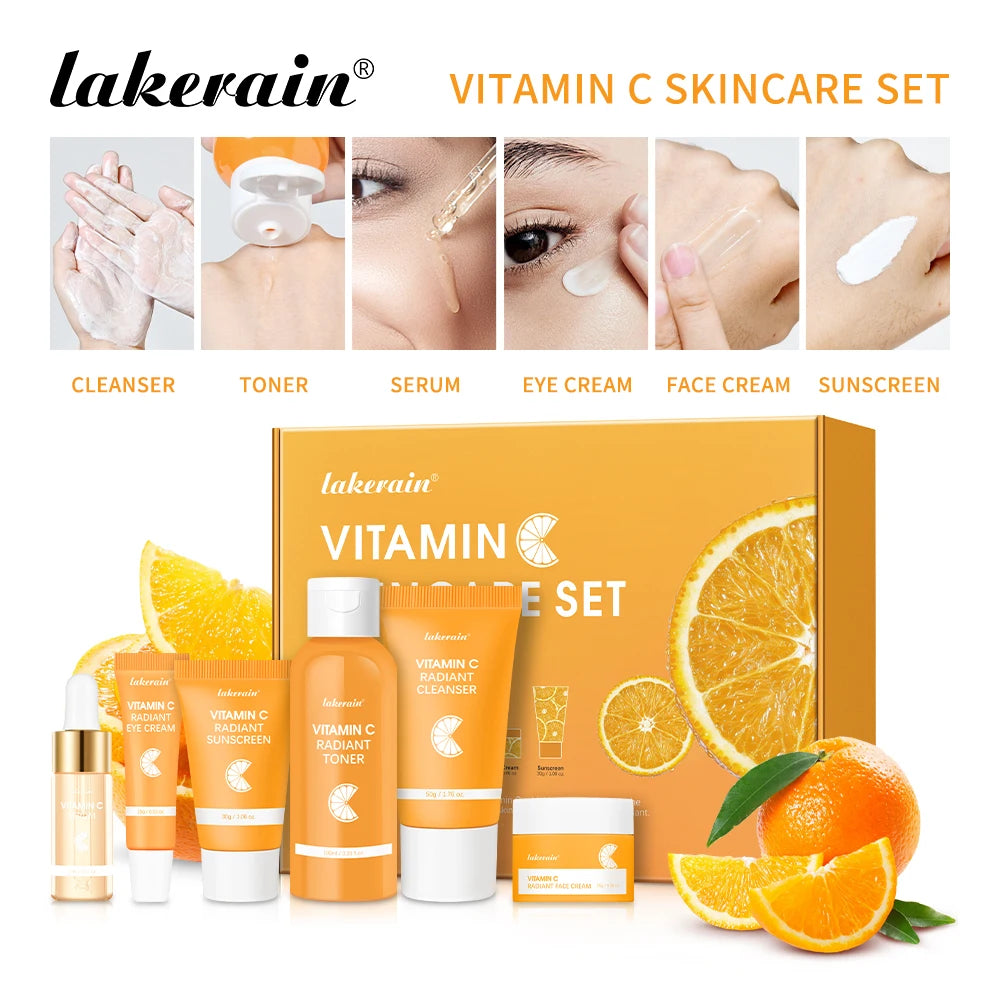 Lakerain Vitamin C Brightening Skin Care Set With Serum Kit