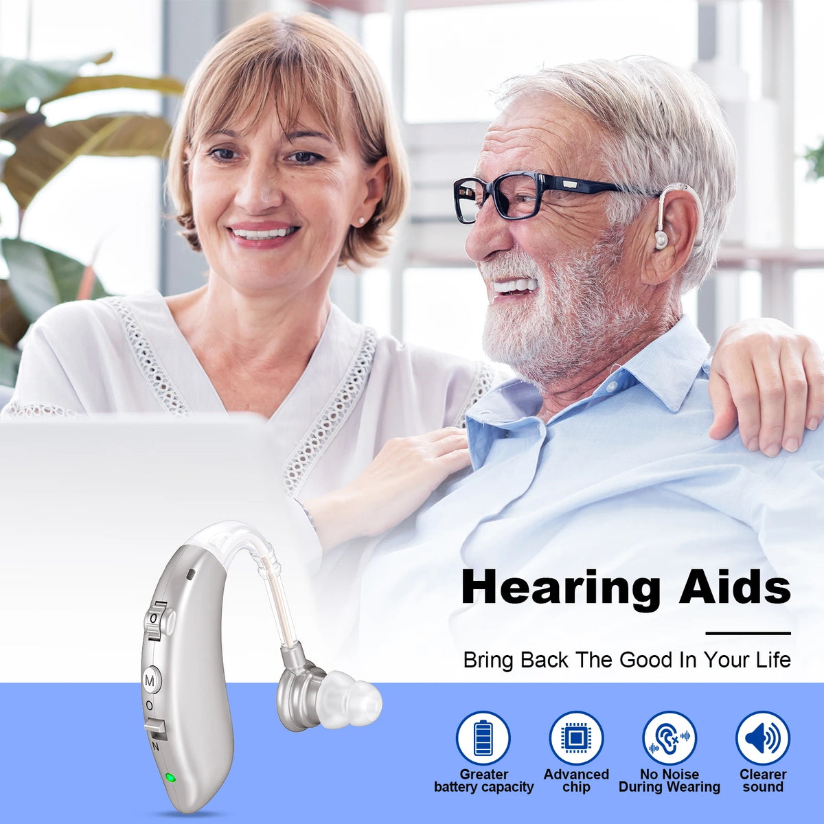K&FCOPTEE Rechargeable Volume Adjustable Invisible Hearing Aids Pair