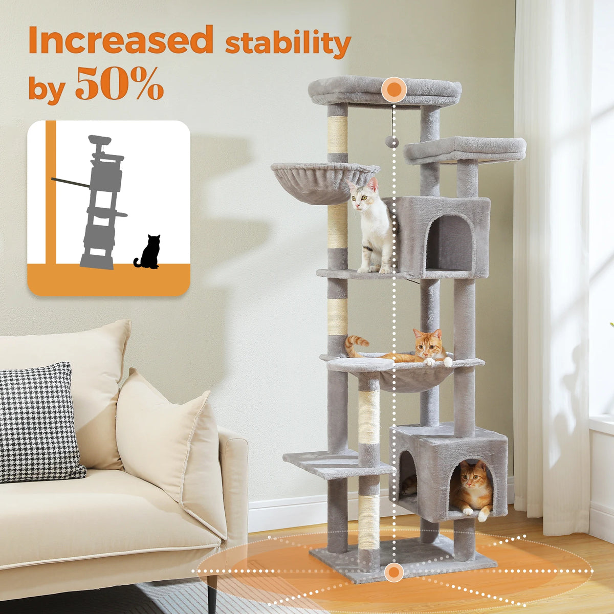 PAWZ Road Cat Tower With Hammock And Scratching Posts